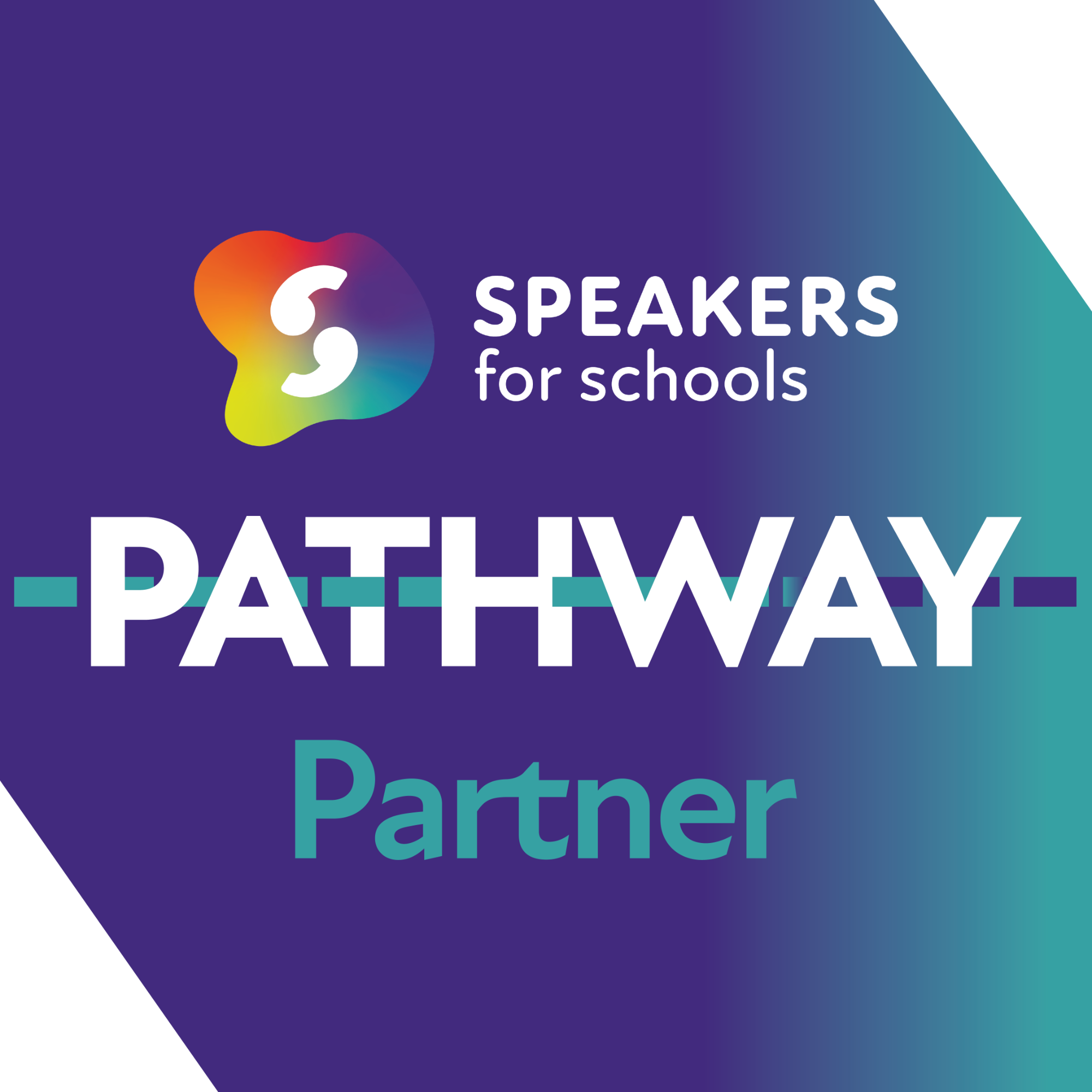 The badge to show we are a Speakers for Schools Partner. 