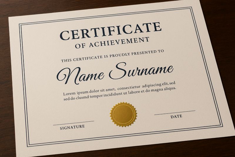 An image of a certificate