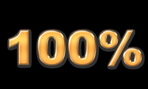 Image showing 100% in gold.